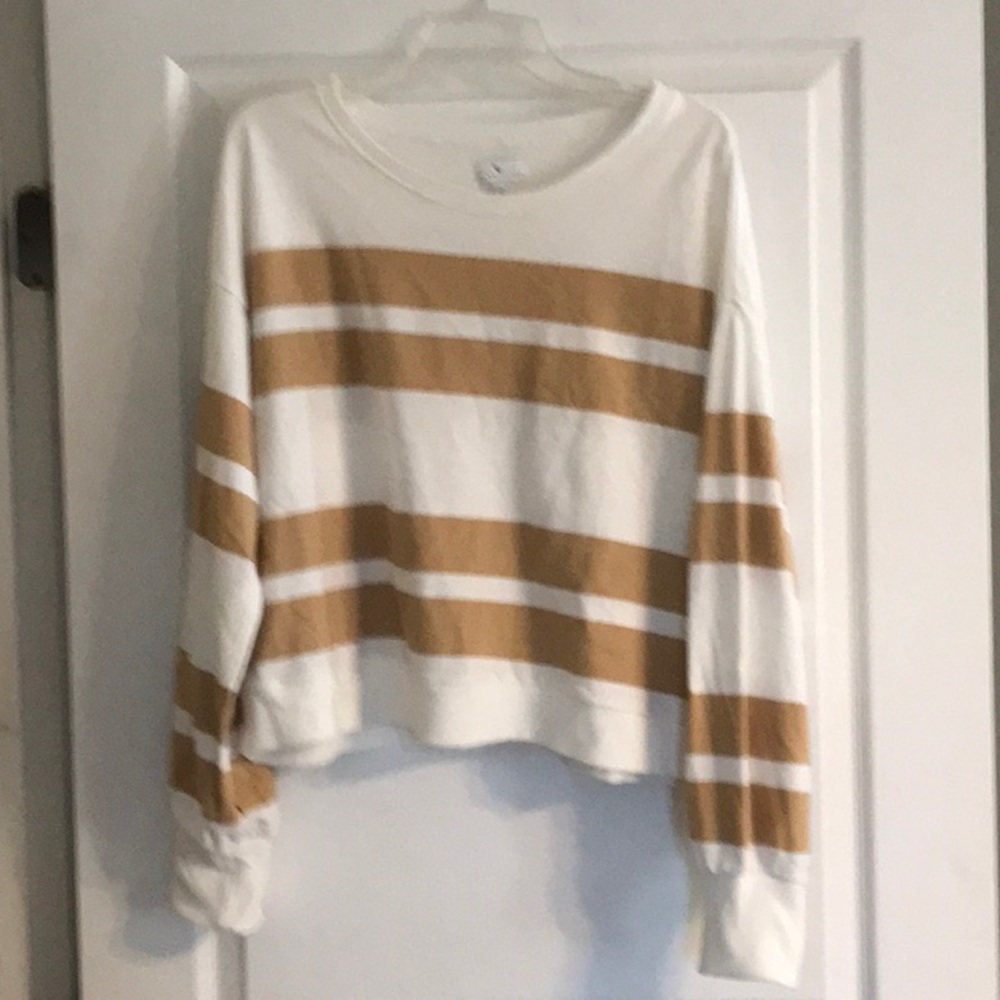 Striped White and Tan Top